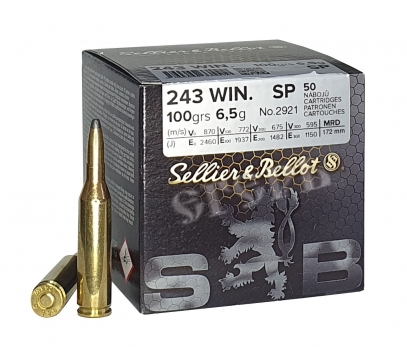 Sellier&Bellot .243 WIN. SP 6.5 g (50) Strelivo za puške